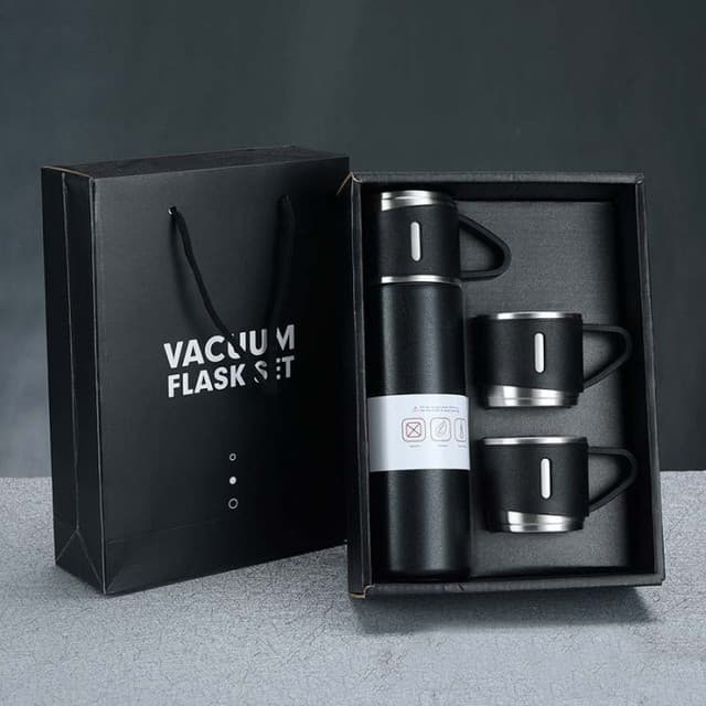 Vacuum Flask Set Drinking Water Bottle with Stainless Steel Lid