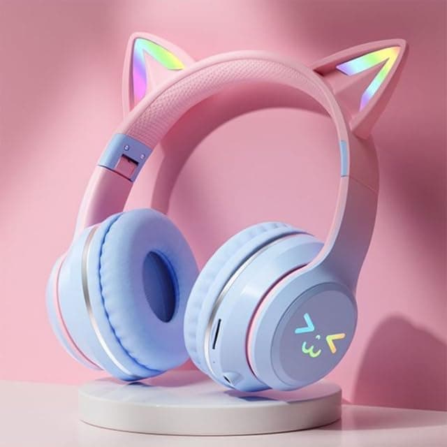 Bluetooth Wireless Cat Ear Headphones With Glow Light